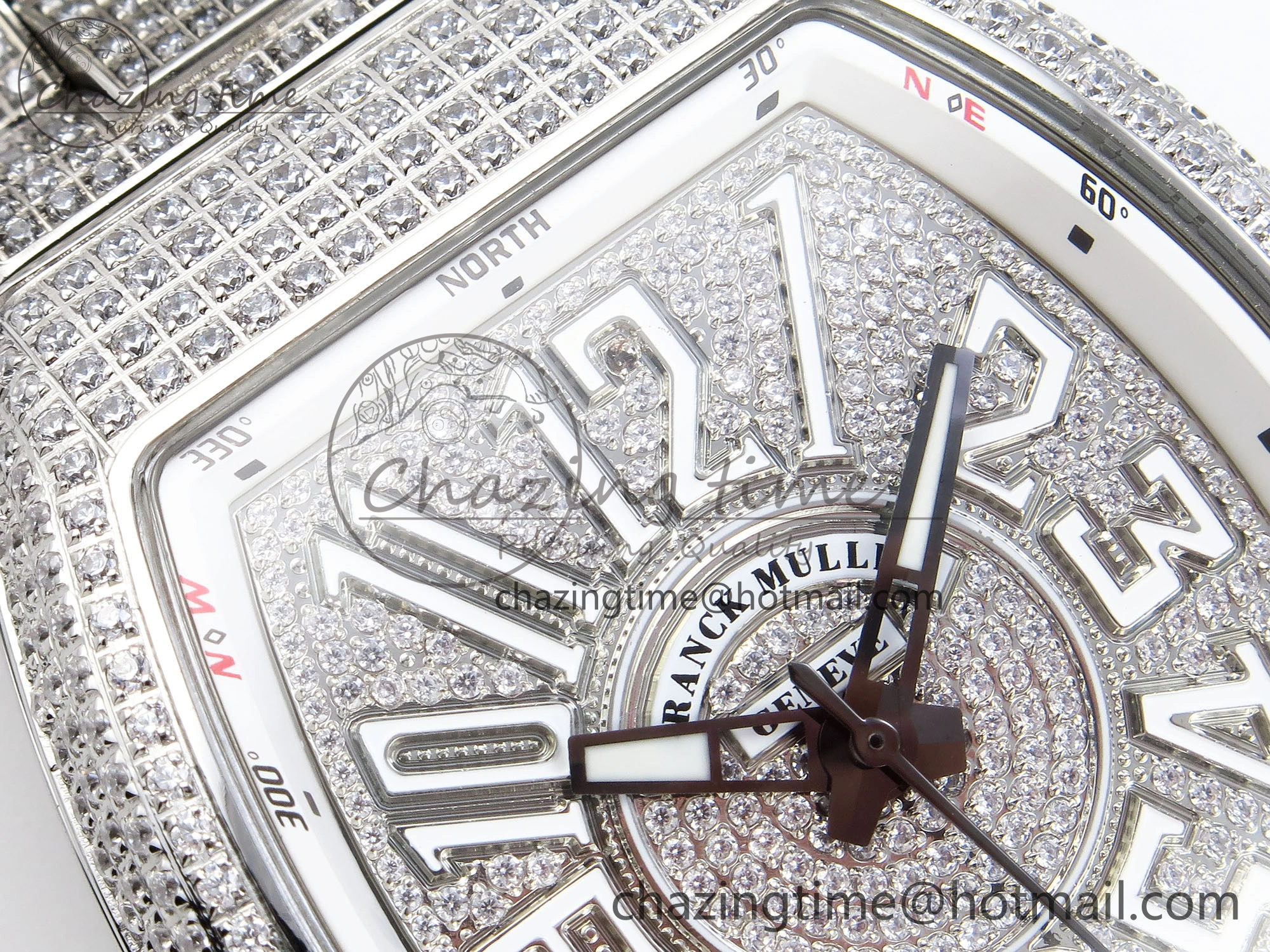 VANGUARD SS FULL DIAMONDS ABF BEST EDITION DIAMONDS WHITE DIAL ON DIAMONDS BRACELET A2824