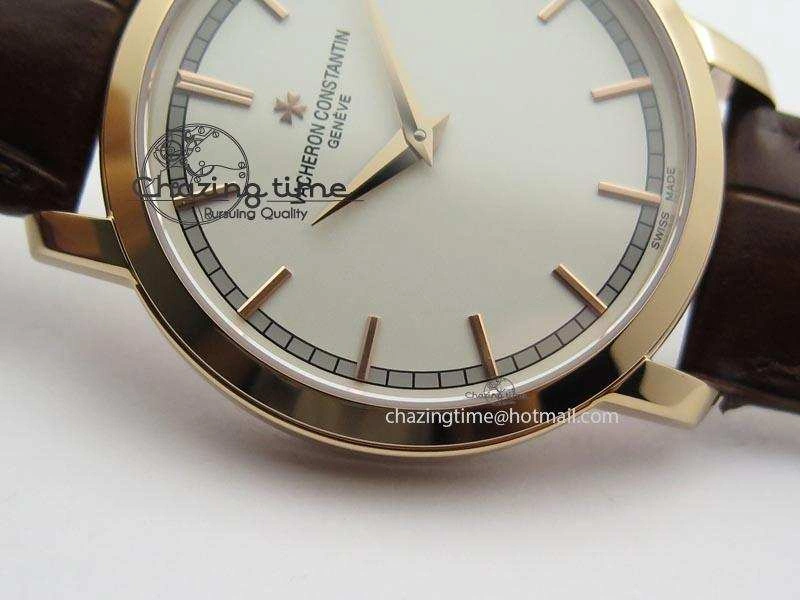 VC RG UT Best Edition White Dial Sticks Markers On Brown Leather Strap
