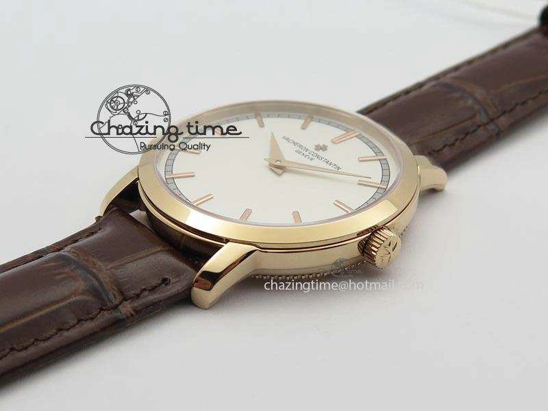 VC RG UT Best Edition White Dial Sticks Markers On Brown Leather Strap