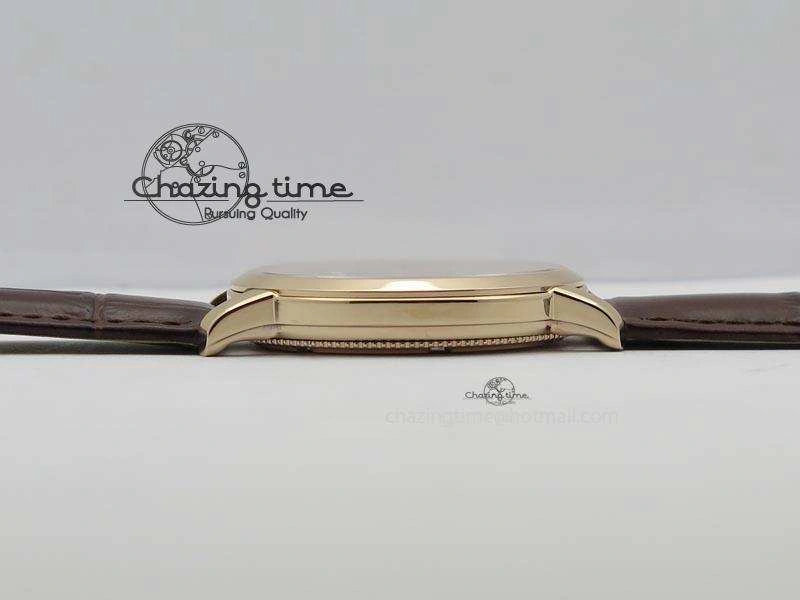 VC Sec@6 RG UT Best Edition White Dial Stick Markers On Brown Leather Strap