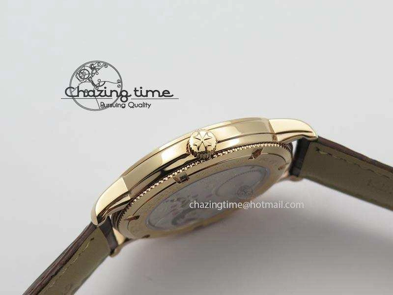 VC Sec@6 RG UT Best Edition White Dial Stick Markers On Brown Leather Strap