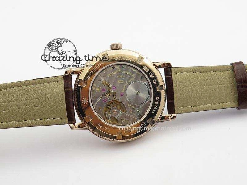 VC Sec@6 RG UT Best Edition White Dial Stick Markers On Brown Leather Strap