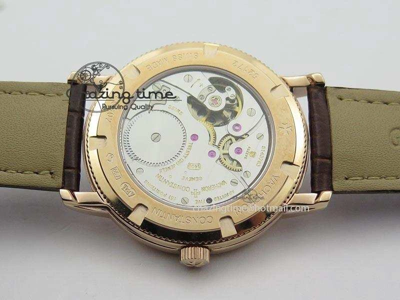 VC Sec@6 RG UT Best Edition White Dial Stick Markers On Brown Leather Strap