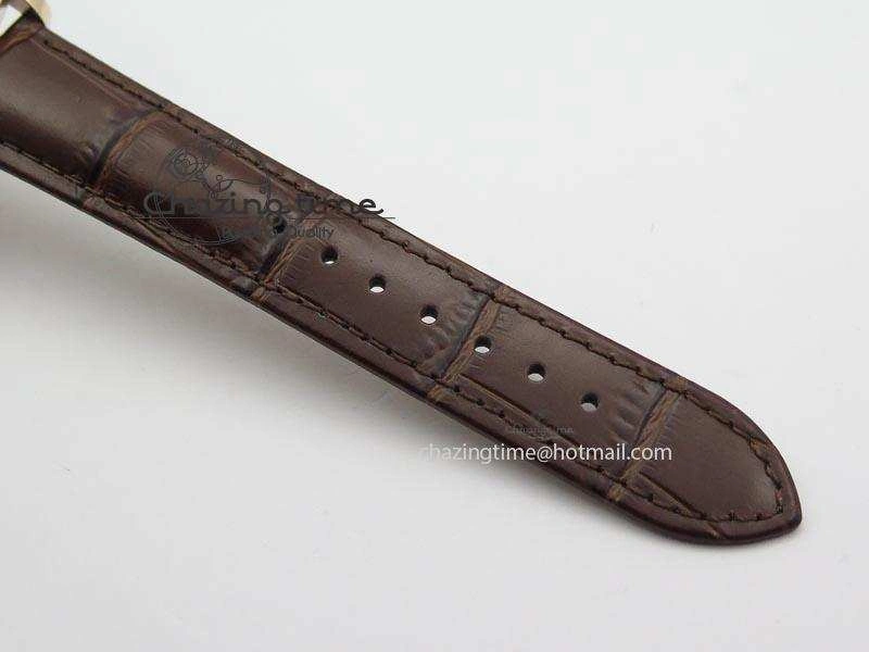VC Sec@6 RG UT Best Edition White Dial Stick Markers On Brown Leather Strap
