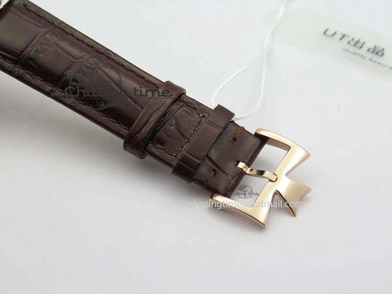 VC Sec@6 RG UT Best Edition White Dial Stick Markers On Brown Leather Strap