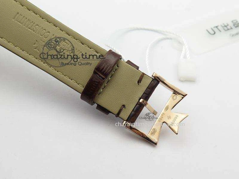 VC Sec@6 RG UT Best Edition White Dial Stick Markers On Brown Leather Strap