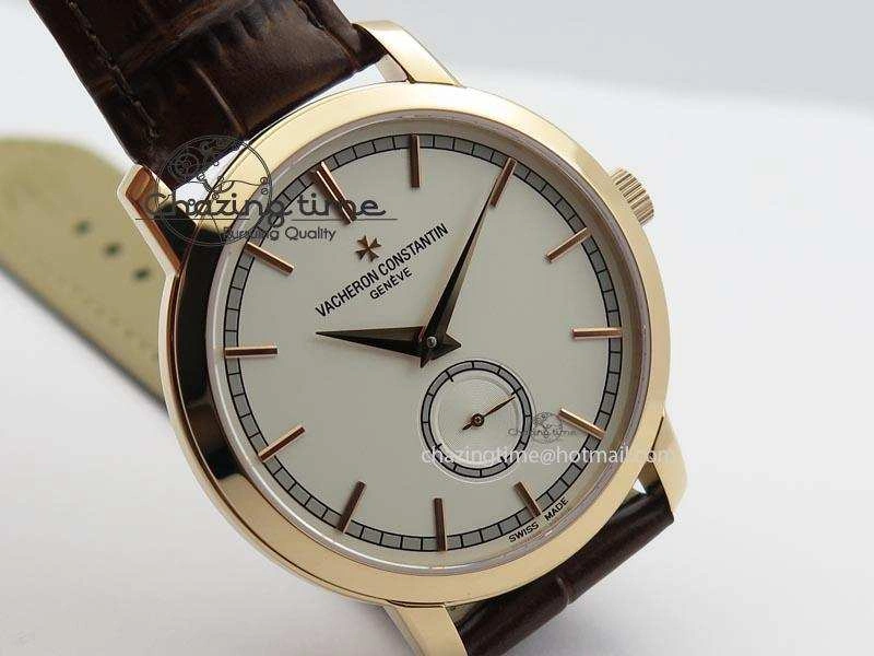 VC Sec@6 RG UT Best Edition White Dial Stick Markers On Brown Leather Strap