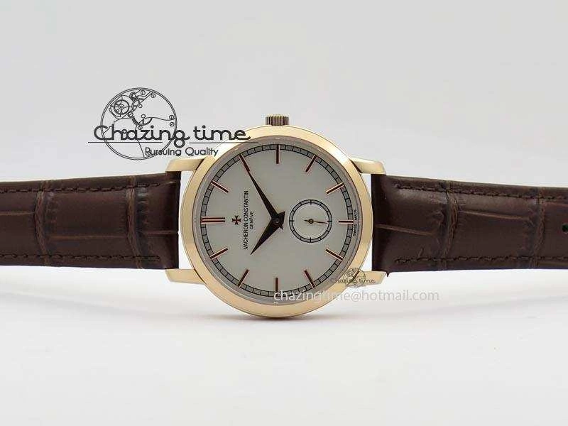 VC Sec@6 RG UT Best Edition White Dial Stick Markers On Brown Leather Strap