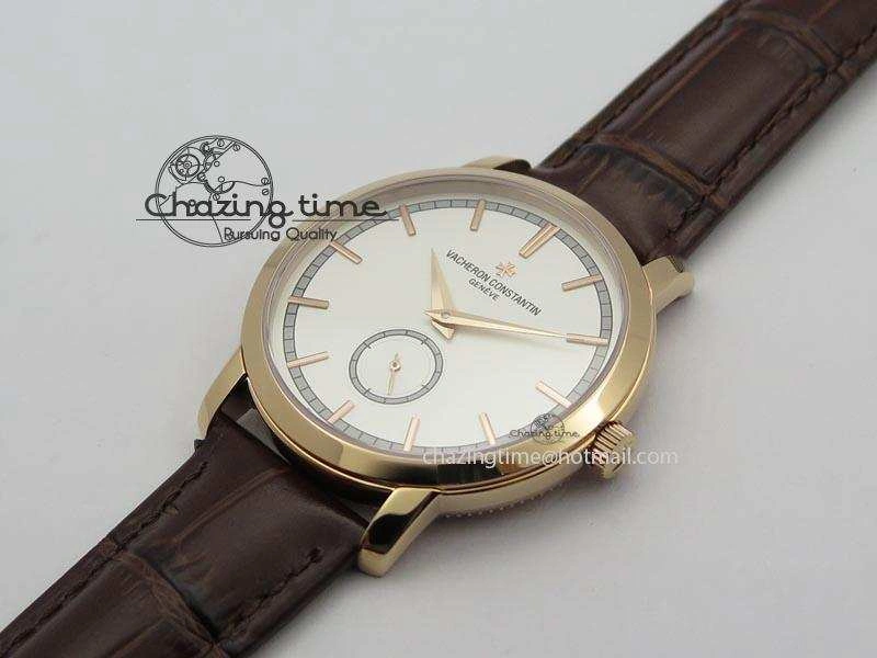 VC Sec@6 RG UT Best Edition White Dial Stick Markers On Brown Leather Strap