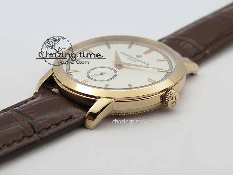 VC Sec@6 RG UT Best Edition White Dial Stick Markers On Brown Leather Strap