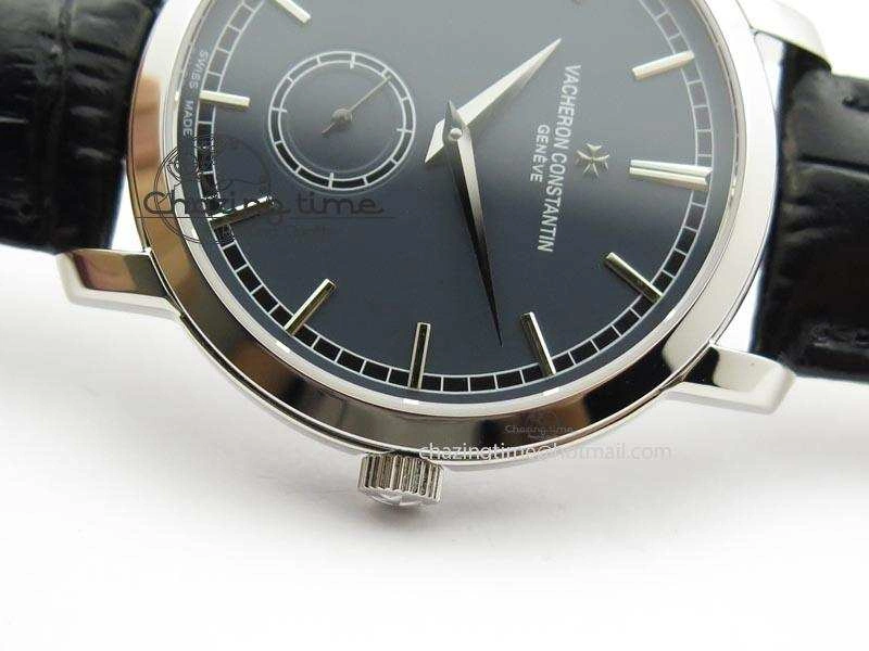 VC Sec@6 SS UT Best Edition Gray Dial Sticks Markers On Black Leather Strap