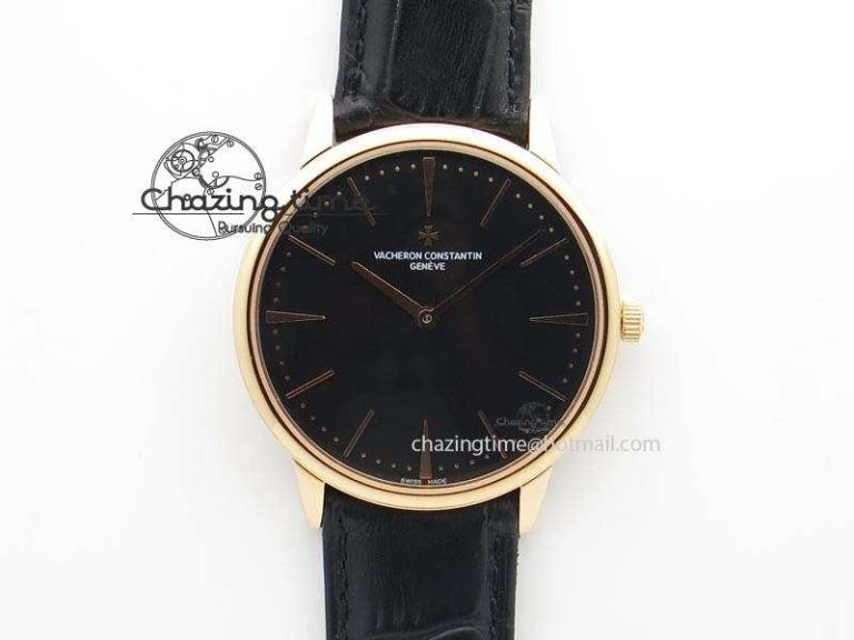 VC Sec@6 SS UT Best Edition Gray Dial Sticks Markers On Black Leather Strap