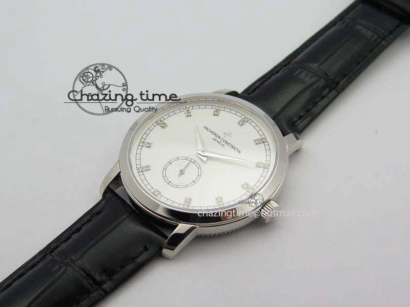VC Sec@6 SS UT Best Edition White Dial Diamond Markers On Black Leather Strap