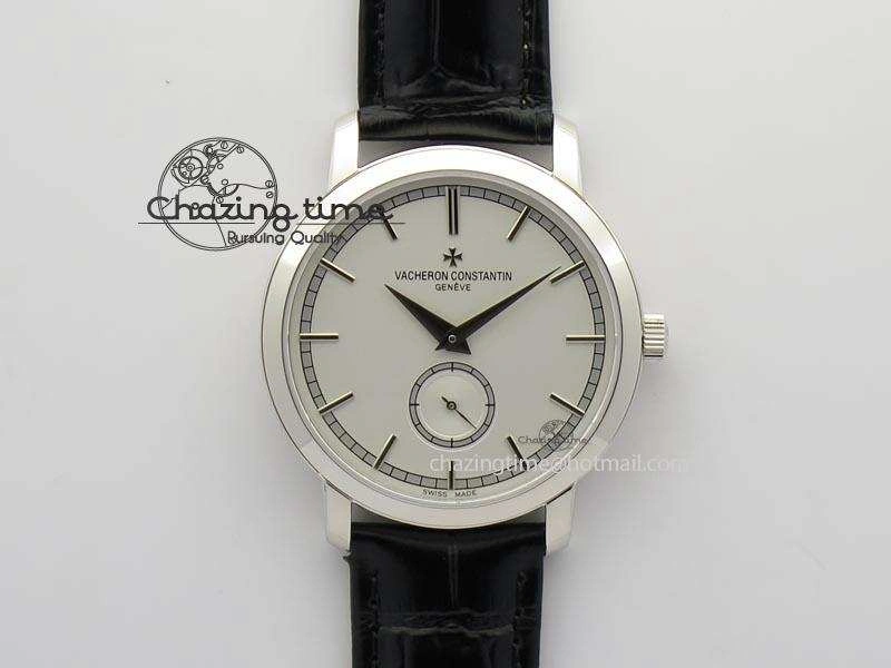 VC Sec@6 SS UT Best Edition White Dial Sticks Markers On Black Leather Strap
