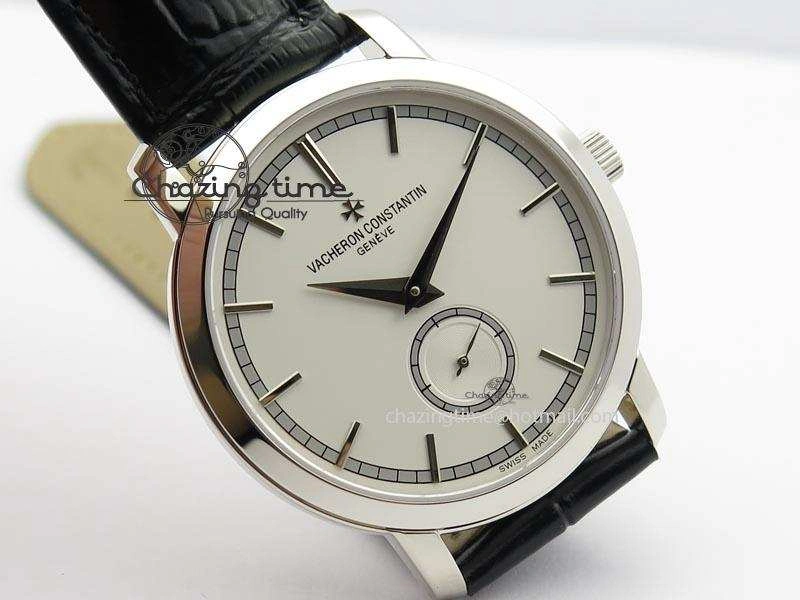 VC Sec@6 SS UT Best Edition White Dial Sticks Markers On Black Leather Strap