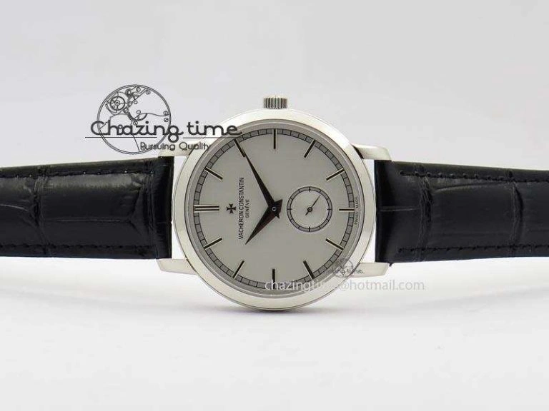 VC Sec@6 SS UT Best Edition White Dial Sticks Markers On Black Leather Strap