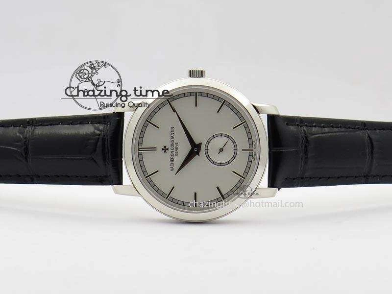 VC Sec@6 SS UT Best Edition White Dial Sticks Markers On Black Leather Strap