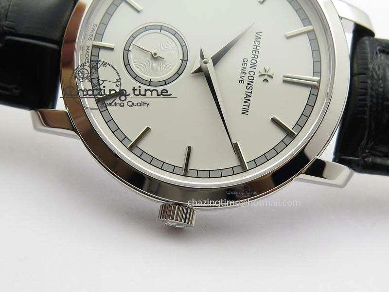 VC Sec@6 SS UT Best Edition White Dial Sticks Markers On Black Leather Strap