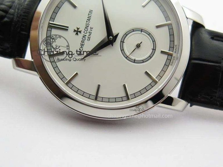 VC Sec@6 SS UT Best Edition White Dial Sticks Markers On Black Leather Strap