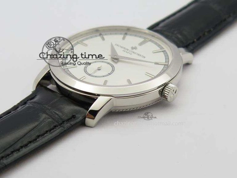 VC Sec@6 SS UT Best Edition White Dial Sticks Markers On Black Leather Strap