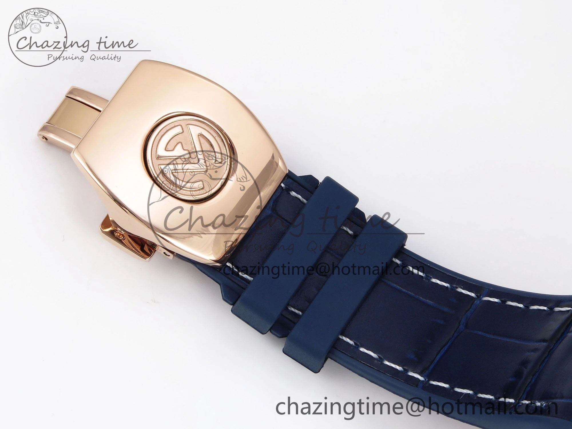 Vanguard Chrono RG ABF 1:1 Best Edition Blue Dial Full Diamonds on Blue Leather Strap A7750