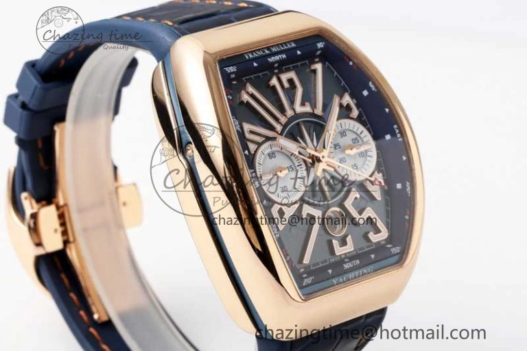Vanguard Chrono RG ABF 1:1 Best Edition Blue Textured Dial on Blue Gummy Strap A7750