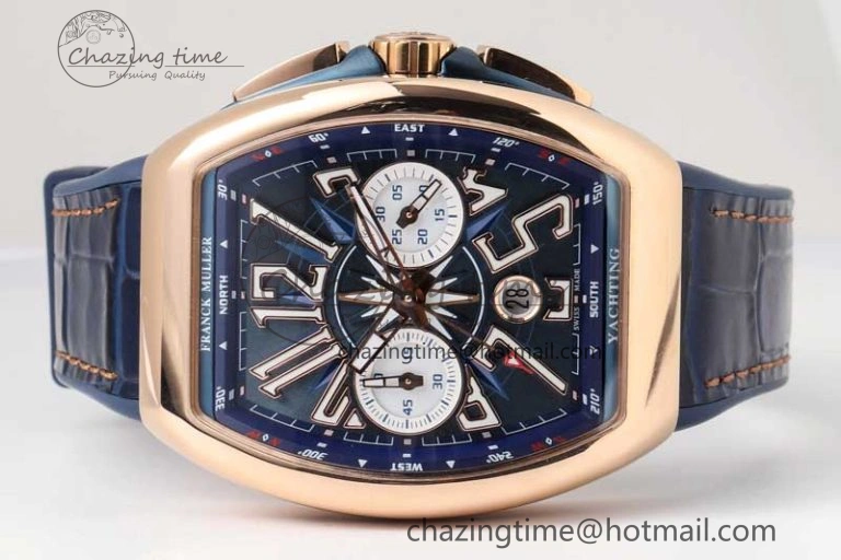 Vanguard Chrono RG ABF 1:1 Best Edition Blue Textured Dial on Blue Gummy Strap A7750