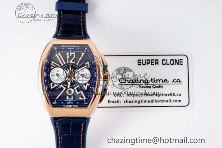 Vanguard Chrono RG ABF 1:1 Best Edition Blue Textured Dial on Blue Gummy Strap A7750