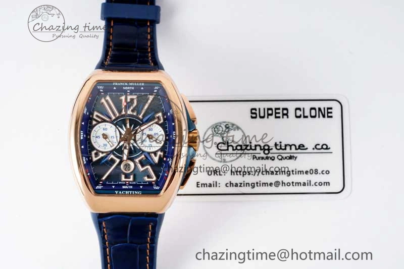Vanguard Chrono RG ABF 1:1 Best Edition Blue Textured Dial on Blue Gummy Strap A7750