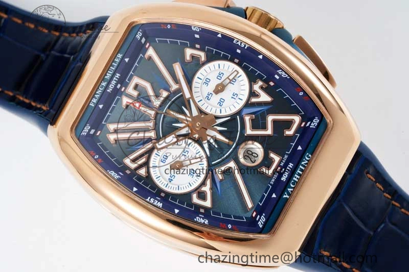 Vanguard Chrono RG ABF 1:1 Best Edition Blue Textured Dial on Blue Gummy Strap A7750