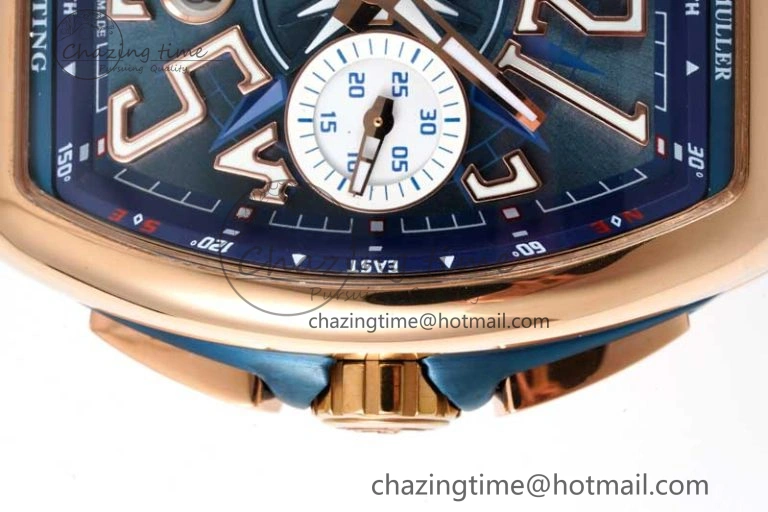 Vanguard Chrono RG ABF 1:1 Best Edition Blue Textured Dial on Blue Gummy Strap A7750
