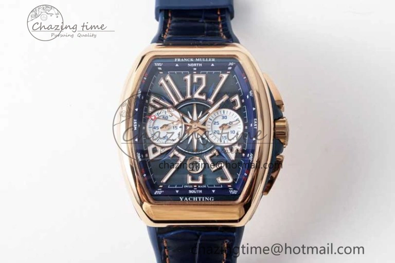 Vanguard Chrono RG ABF 1:1 Best Edition Blue Textured Dial on Blue Gummy Strap A7750