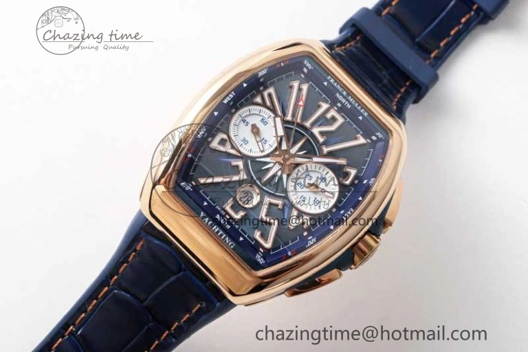 Vanguard Chrono RG ABF 1:1 Best Edition Blue Textured Dial on Blue Gummy Strap A7750