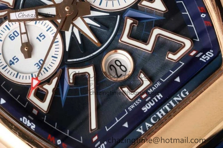 Vanguard Chrono RG ABF 1:1 Best Edition Blue Textured Dial on Blue Gummy Strap A7750