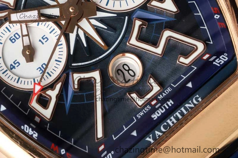 Vanguard Chrono RG ABF 1:1 Best Edition Blue Textured Dial on Blue Gummy Strap A7750