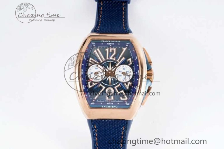 Vanguard Chrono RG ABF 1:1 Best Edition Blue Textured Dial on Blue Nylon Strap A7750