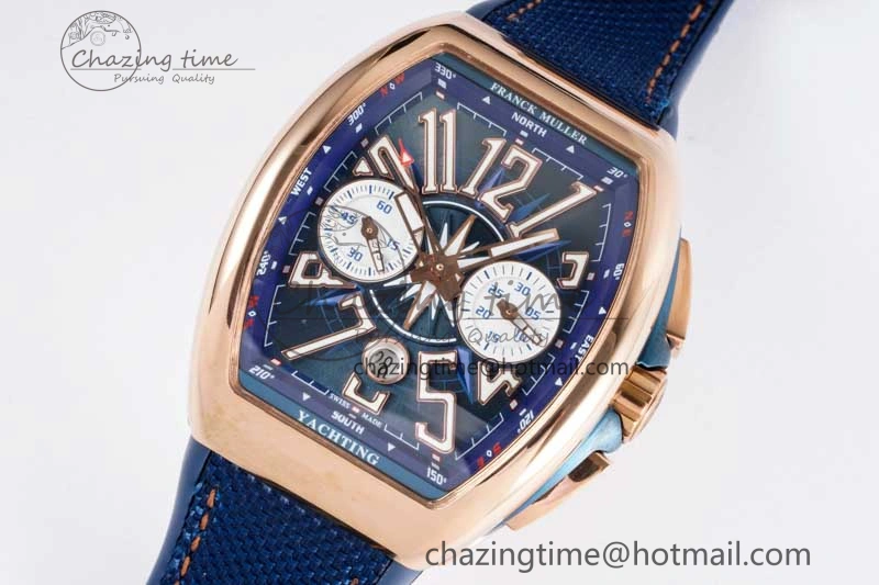 Vanguard Chrono RG ABF 1:1 Best Edition Blue Textured Dial on Blue Nylon Strap A7750