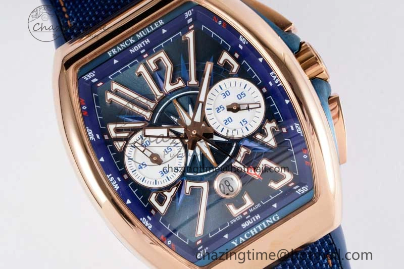 Vanguard Chrono RG ABF 1:1 Best Edition Blue Textured Dial on Blue Nylon Strap A7750