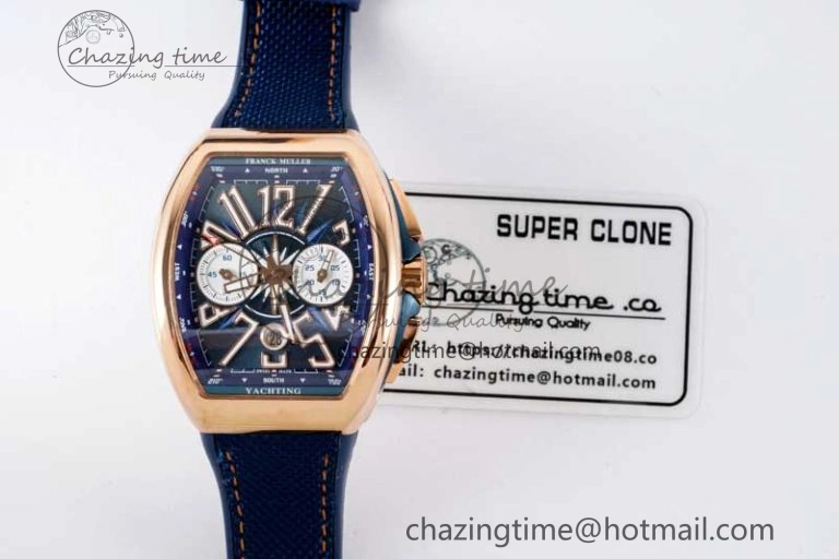 Vanguard Chrono RG ABF 1:1 Best Edition Blue Textured Dial on Blue Nylon Strap A7750