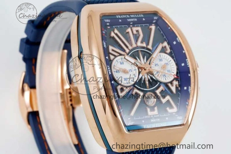 Vanguard Chrono RG ABF 1:1 Best Edition Blue Textured Dial on Blue Nylon Strap A7750