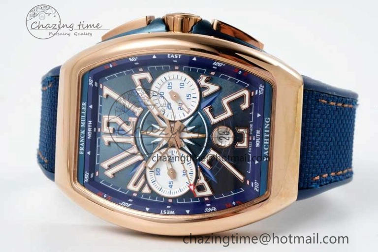 Vanguard Chrono RG ABF 1:1 Best Edition Blue Textured Dial on Blue Nylon Strap A7750