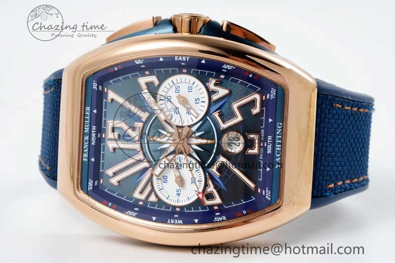 Vanguard Chrono RG ABF 1:1 Best Edition Blue Textured Dial on Blue Nylon Strap A7750