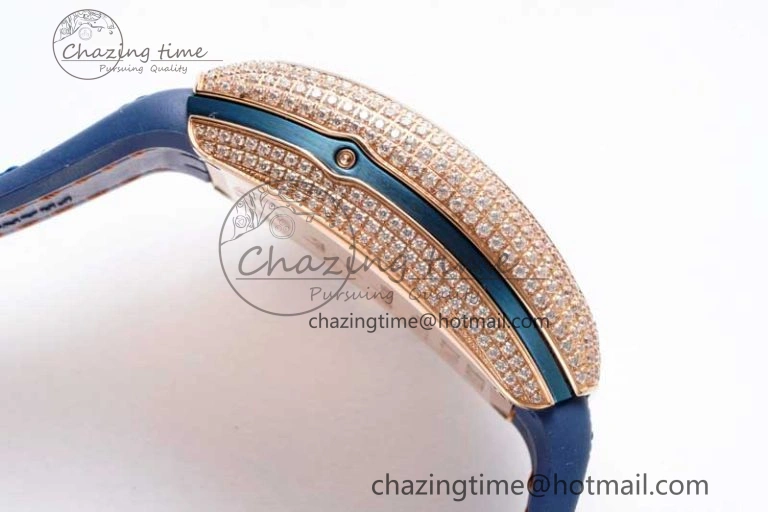 Vanguard Chrono RG ABF 1:1 Best Edition Diamonds Bezel Blue Textured Dial on Blue Nylon Strap A7750