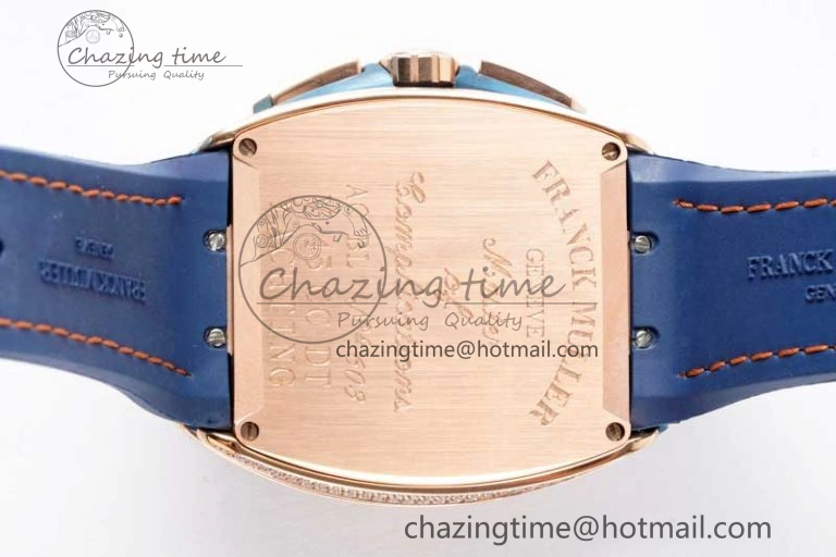 Vanguard Chrono RG ABF 1:1 Best Edition Diamonds Bezel Blue Textured Dial on Blue Nylon Strap A7750