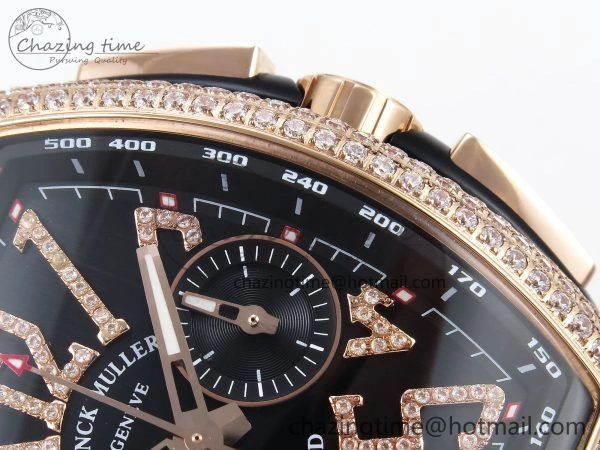 Vanguard Chrono RG Diamonds ABF 1:1 Best Edition Black Dial on Black Leather Strap A7750