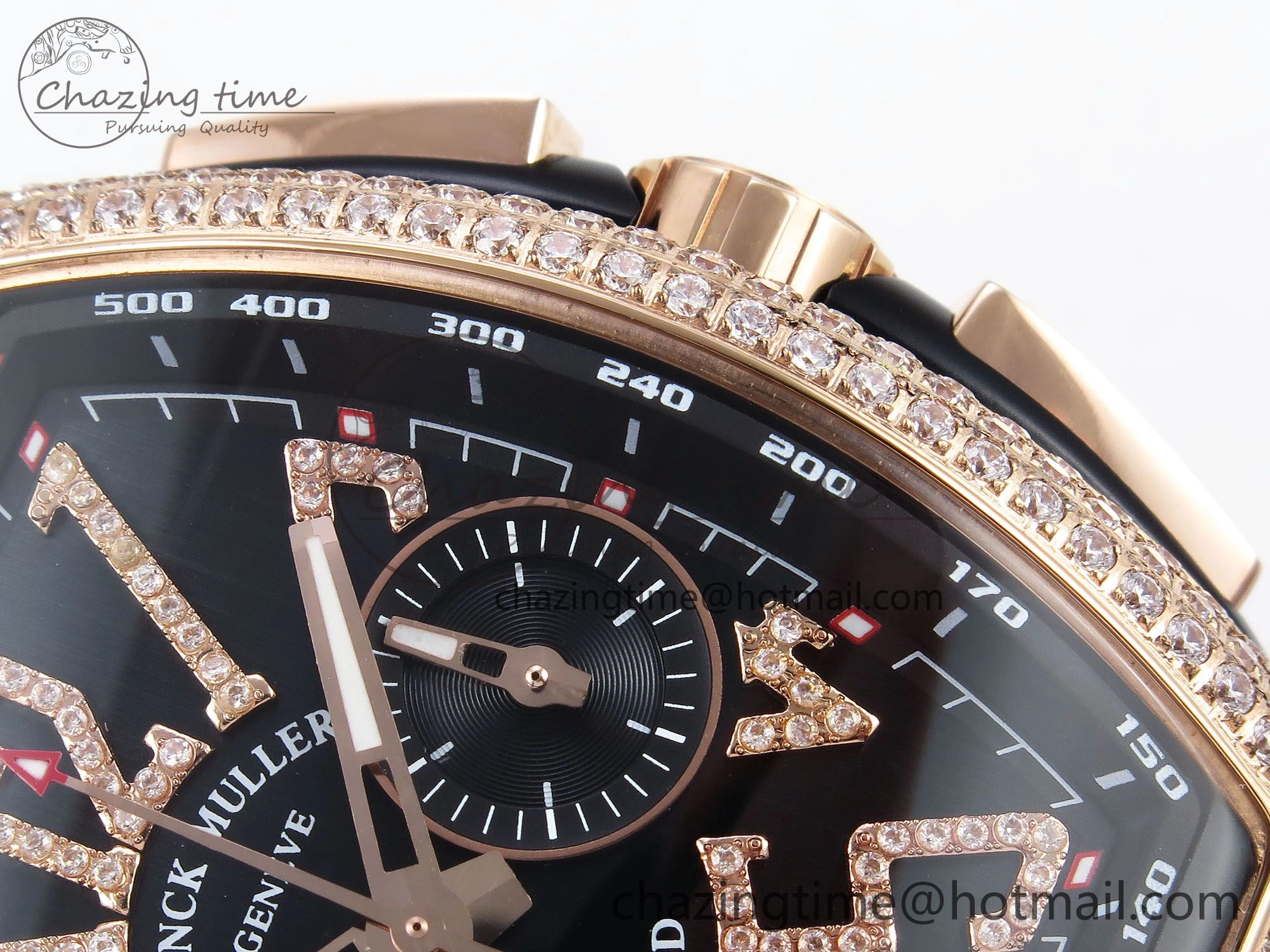 Vanguard Chrono RG Diamonds ABF 1:1 Best Edition Black Dial on Black Leather Strap A7750