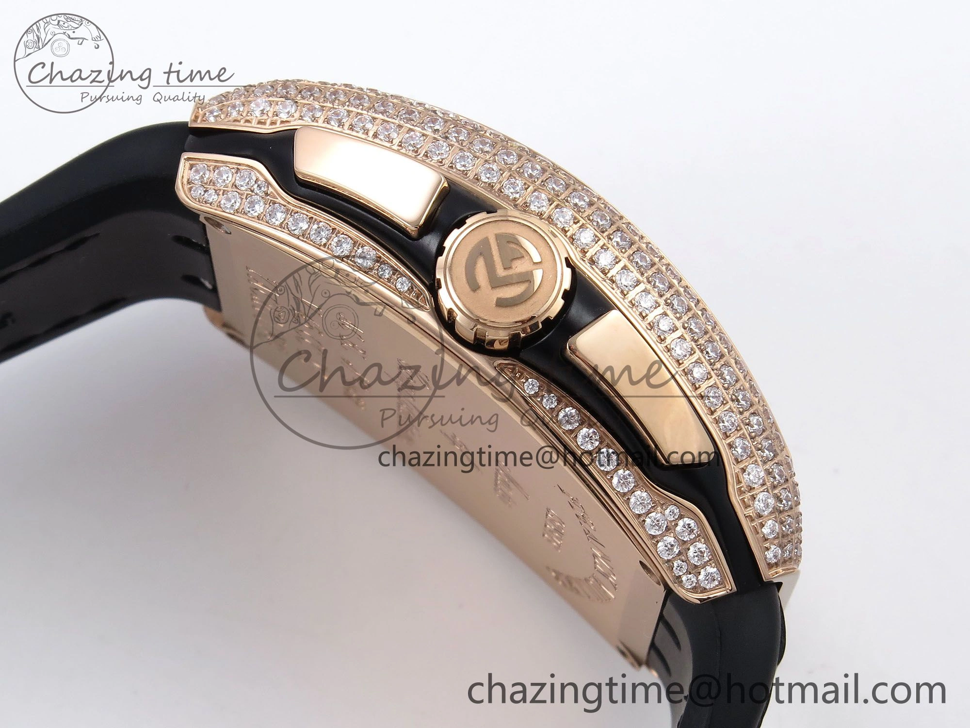 Vanguard Chrono RG Diamonds ABF 1:1 Best Edition Black Dial on Black Leather Strap A7750