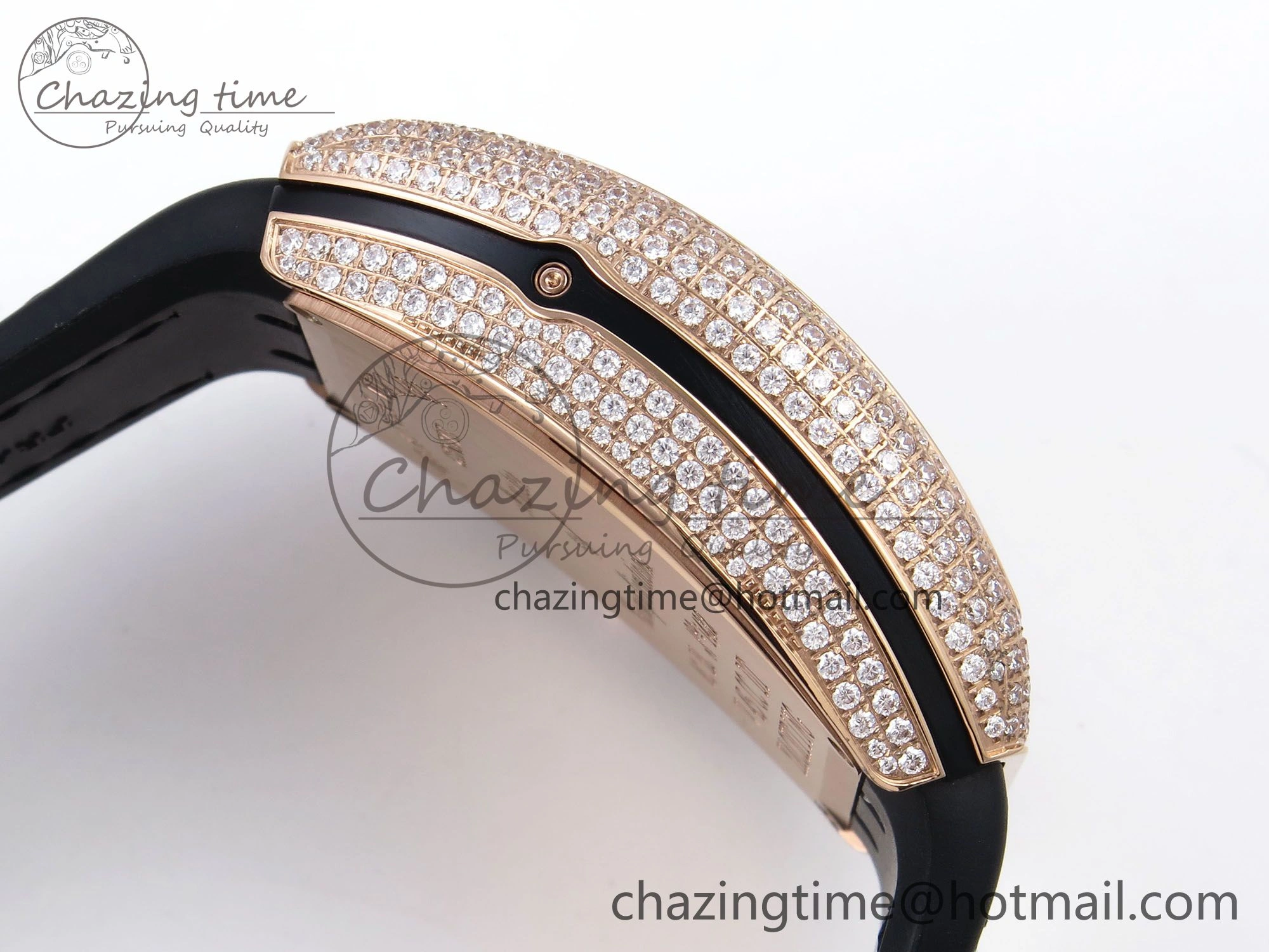 Vanguard Chrono RG Diamonds ABF 1:1 Best Edition Black Dial on Black Leather Strap A7750