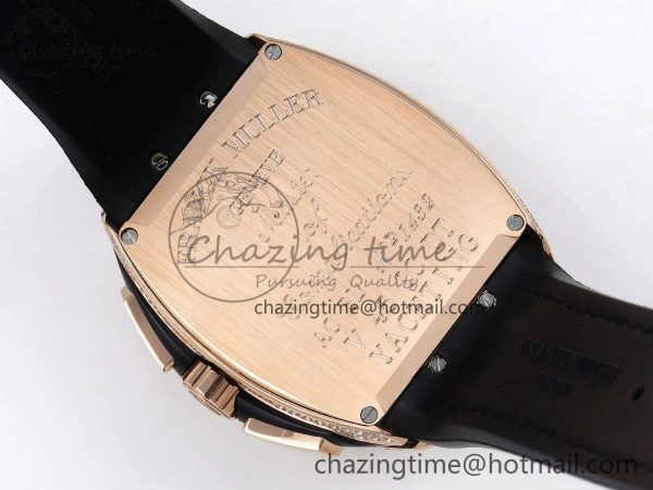 Vanguard Chrono RG Diamonds ABF 1:1 Best Edition Black Dial on Black Leather Strap A7750