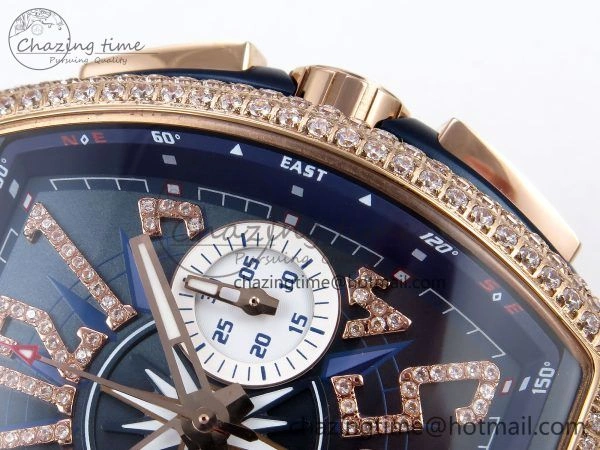 Vanguard Chrono RG Diamonds ABF 1:1 Best Edition Blue Dial on Blue Nylon Strap A7750